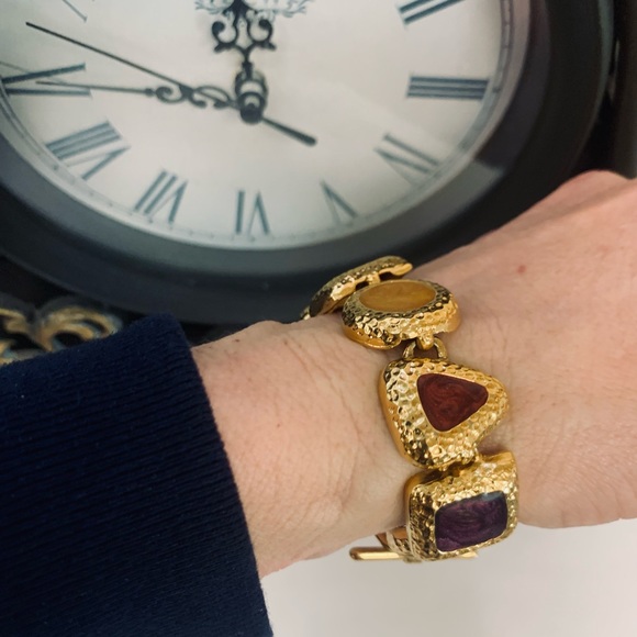 Gold bangle toggle clasp fashion bracelet ❤️ - Picture 5 of 7